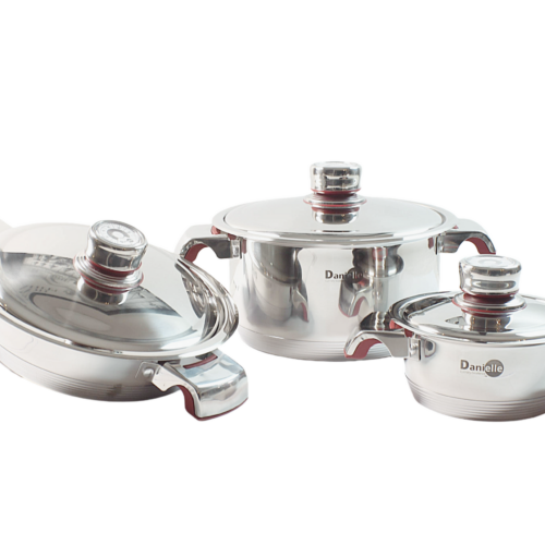 6 Piece Cookware Set with Stainless Steel Lids & Bakelite Handles