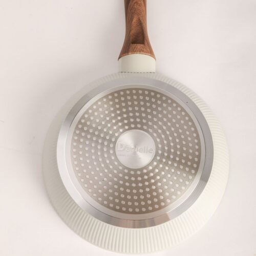 Alternative view of 7-Piece Cream Cookware Set with Dark Brown Wood-Look Handles